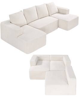 VEVOR - Modular Sectional Sofa, U Shaped Modular Sofa with Chaise, Cloud Sectional Couch with High Rebound Sponge and Density - Off-white