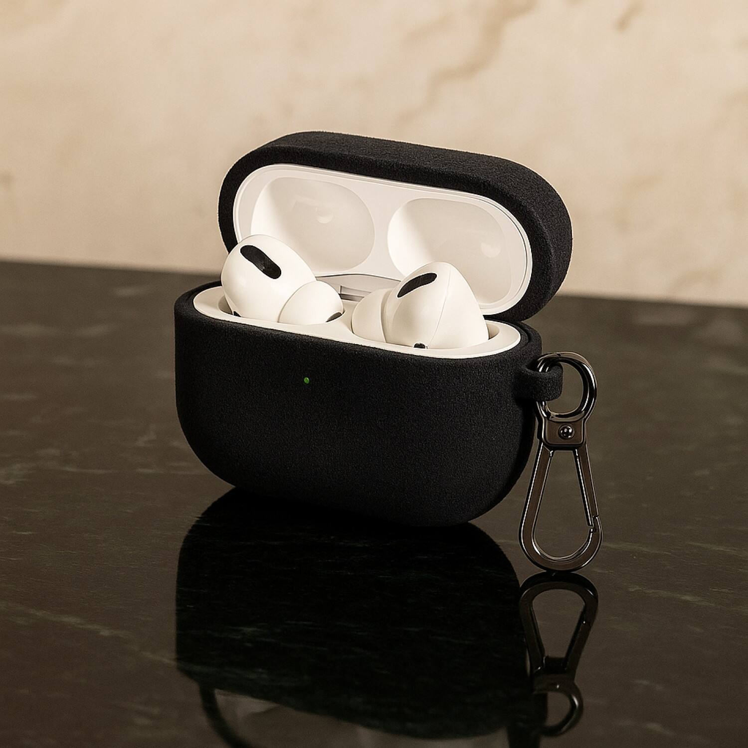 Alt View 2. SaharaCase - Apple Airpods Pro 3 (2025) Case | Italian Suede Leather | Premium Finish | Indy Series - Scorpion Black.