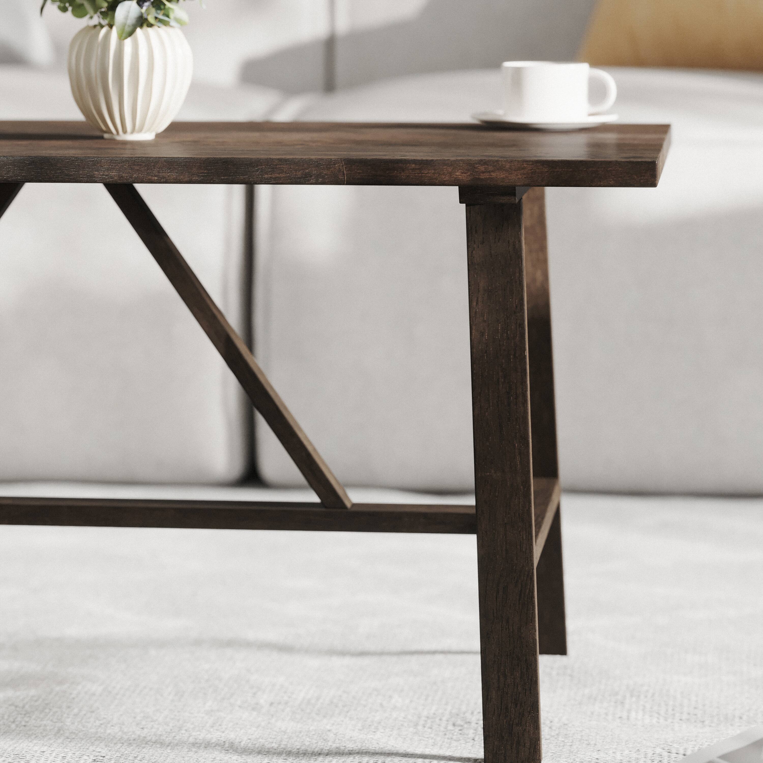 Alt View 4. Flash Furniture - Eli Solid Wood Farmhouse Coffee Table, Trestle Style Accent Table in Dark Gray - Gray.