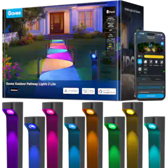 Govee 8 Pack 2000 Lumen LED Lights Reliable Light in All Weather 190kmligh OOCK White Light M? App Control: 12:24 - 4 * H. OBC 1 Cemactad - se IDA F Sana - - Saos - - Chasa - - - - - h aTs - Sunserto Govee Outdoor Pathway Lights 2 Lite G Outdoor matter works alexa with works with Google Home Cama - - - Lams - - - sg 1 - 1a - y corr B