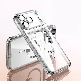 UUCOVER - Magnetic Clear Case for iPhone 18 Pro Max Shockproof Plating TPU Compatible with MagSafe Camera Lens Protector Cover - Silver