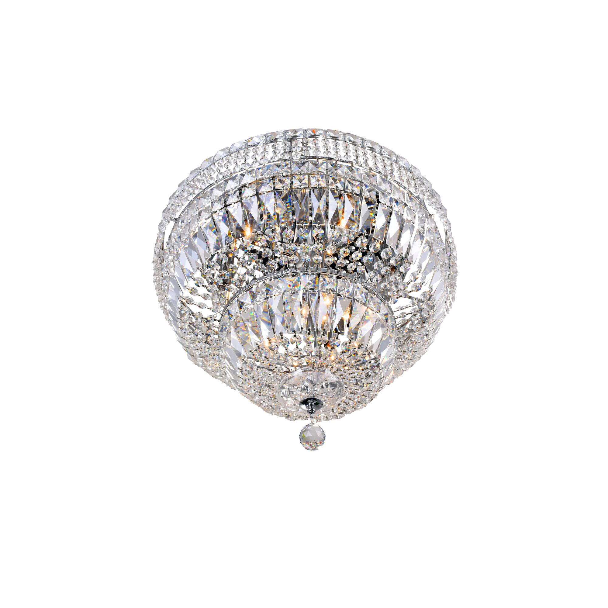 Left. CWI Lighting - Stefania 9 Light Bowl Flush Mount With Chrome Finish - Chrome.