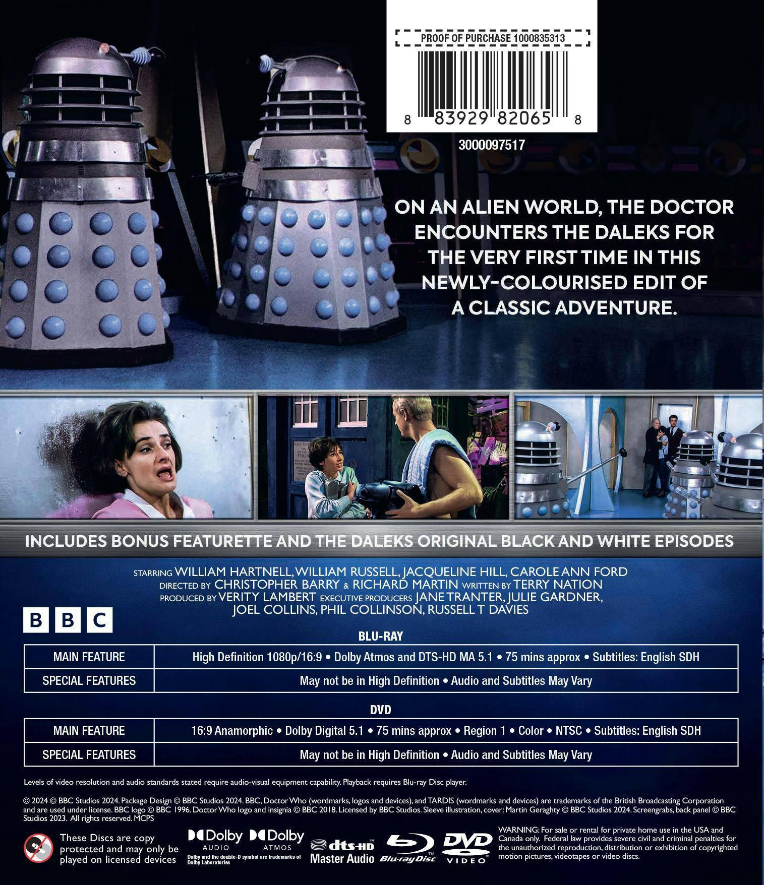 Back. Doctor Who: The Daleks in Colour [Blu-ray].