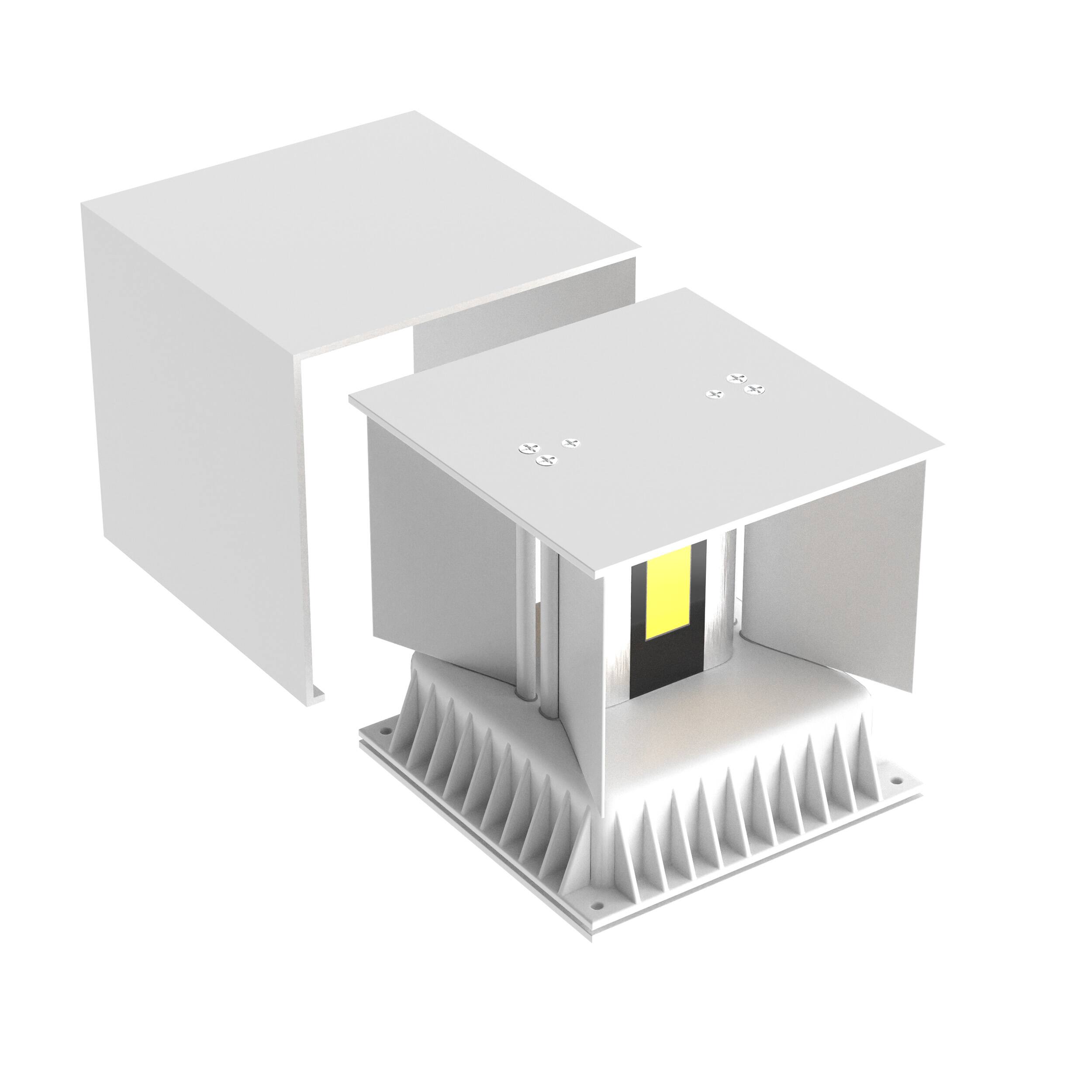 Alt View 2. LEEKI - Modern Cube LED Outdoor Wall Sconce – Adjustable Beam Uplight/Downlight, Waterproof IP65, Energy-Saving Exterior Light - White.