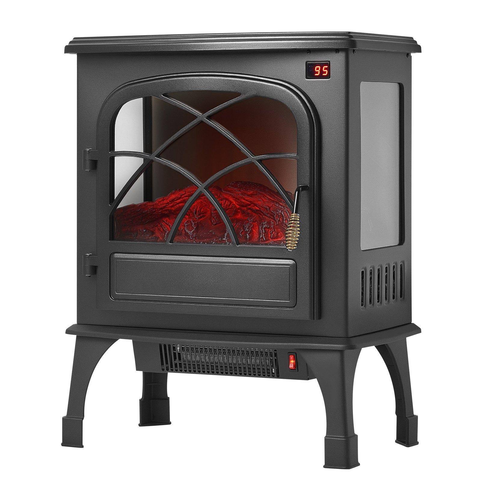 Alt View 10. Glintex - 25.5 Inch Freestanding Electric Fireplace Stove Heater, 1500W 5120BTU with Timer, Remote, Overheat Protection - Black.