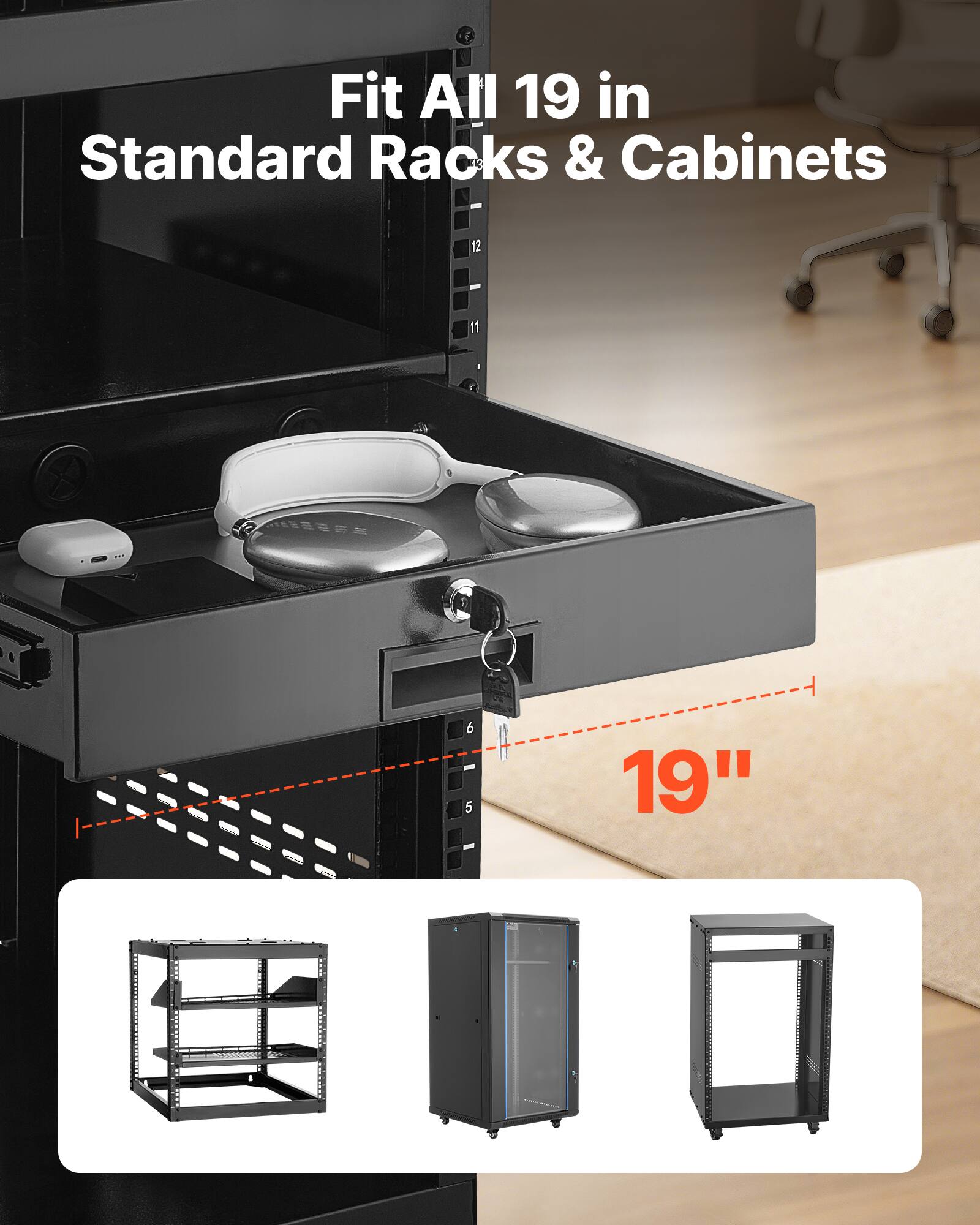 Fit All 19 in Standard Racks & Cabinets  
19"