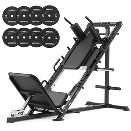 Syedee - Leg Press Hack Squat Machine with Linear Bearing, Lower Body Special Machine with 230 LB Weight Plate Combo - Black