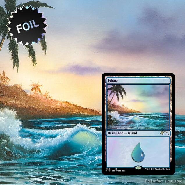 FOIL Island Basic Land - Island 102 SLD - EN - Bos Ross a e 2020 of the Coast Foil effect simulated