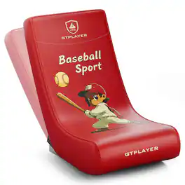 GTPlayer - Gaming Floor Mat Rocking Chair with an angle limiter rocking floor mat gaming chair, Baseball Pattern - Red