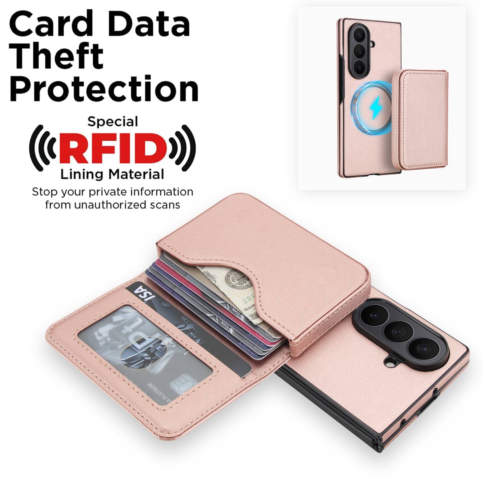 Card Data Theft Protection  
Special RFID Lining Material  
Stop your private information from unauthorized scans