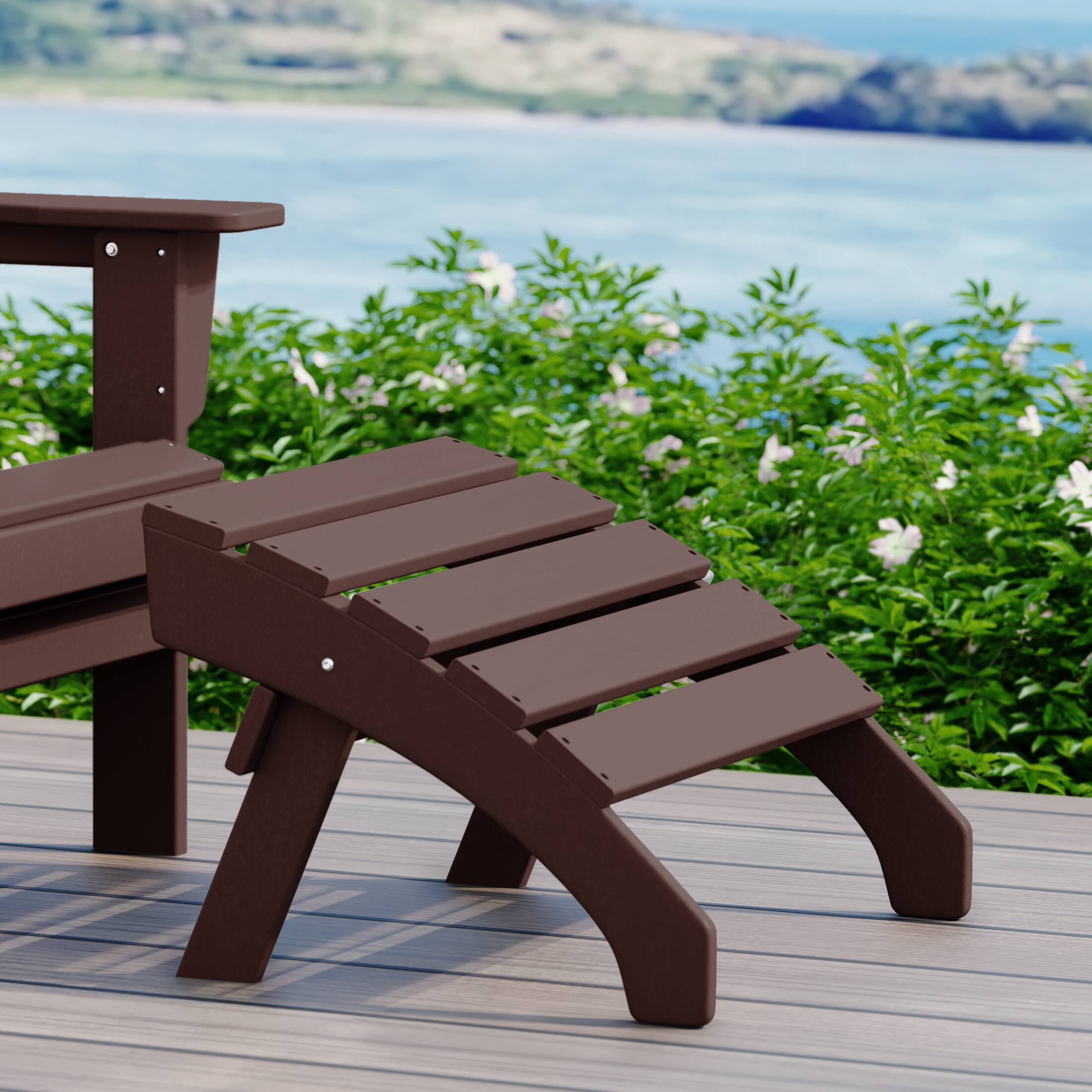 Angle. WestinTrends - WestinTrends Dylan Outdoor Patio HDPE Adirondack Ottoman Footrest - Dark Brown.
