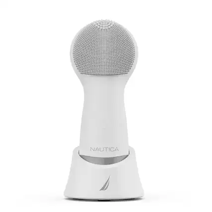 Front. Nautica - Nautica Sonic PC130 Facial Cleansing Brush Made with Soft Silicone, Waterproof, Rechargeable Vibrating Face Scrub Brush - Milk.