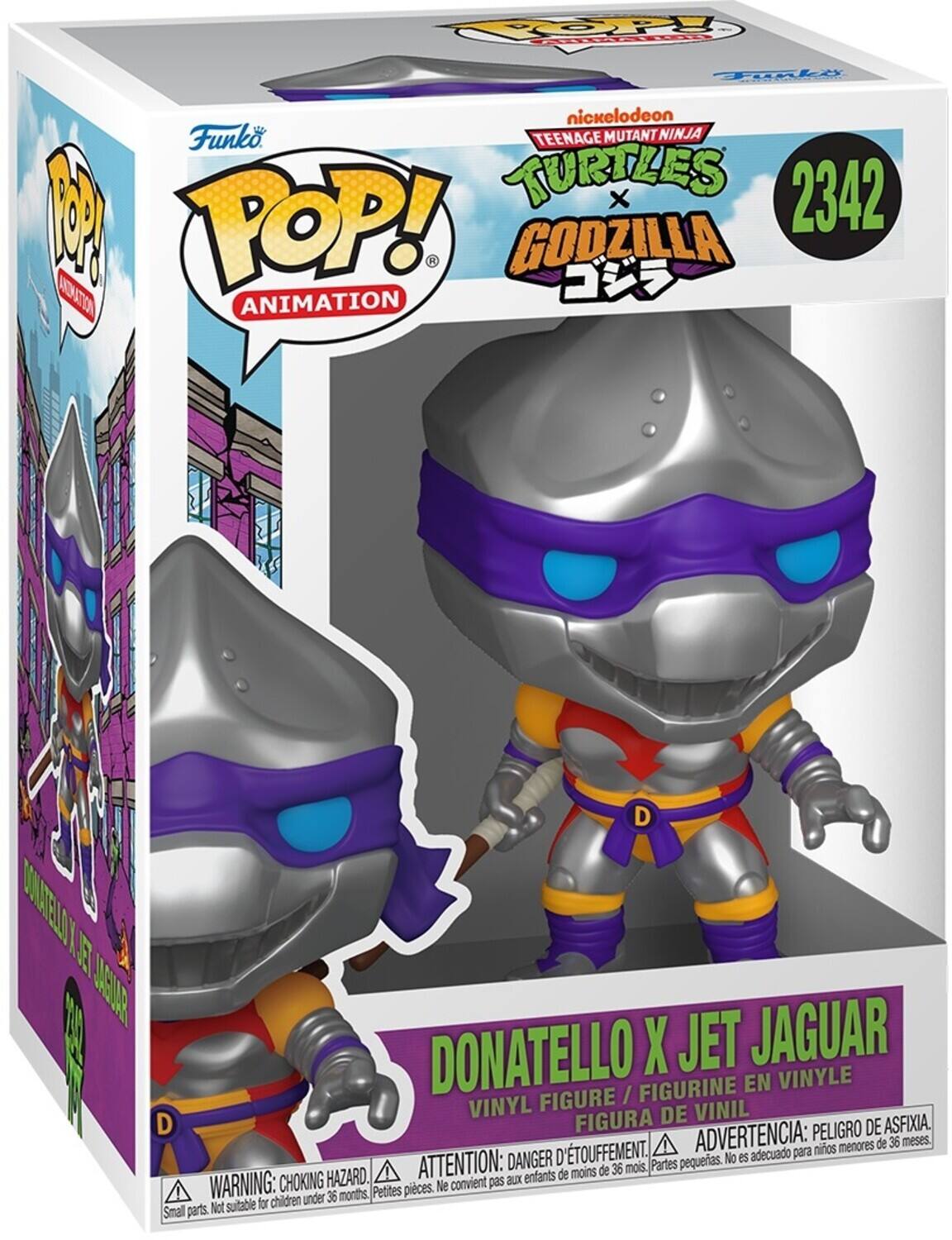POP! Funko nickelodeon Funko TEENAGE MUTANT NINJA TURTLES x GODZILLA 2342 DONATELLO X JET JAGUAR FIGURINE EN VINYLE FIGURE / VINYL DE VINIL FIGURA DE VINIL DANGER: CHOKING HAZARD. ATTENTION: DANGER D'ÉTOUFFEMENT. ADVERTENCIA: PE LIGRO DE ASFIXIA. WARNING: CHOKING HAZARD. Small parts. Not suitable for children under 36 months.