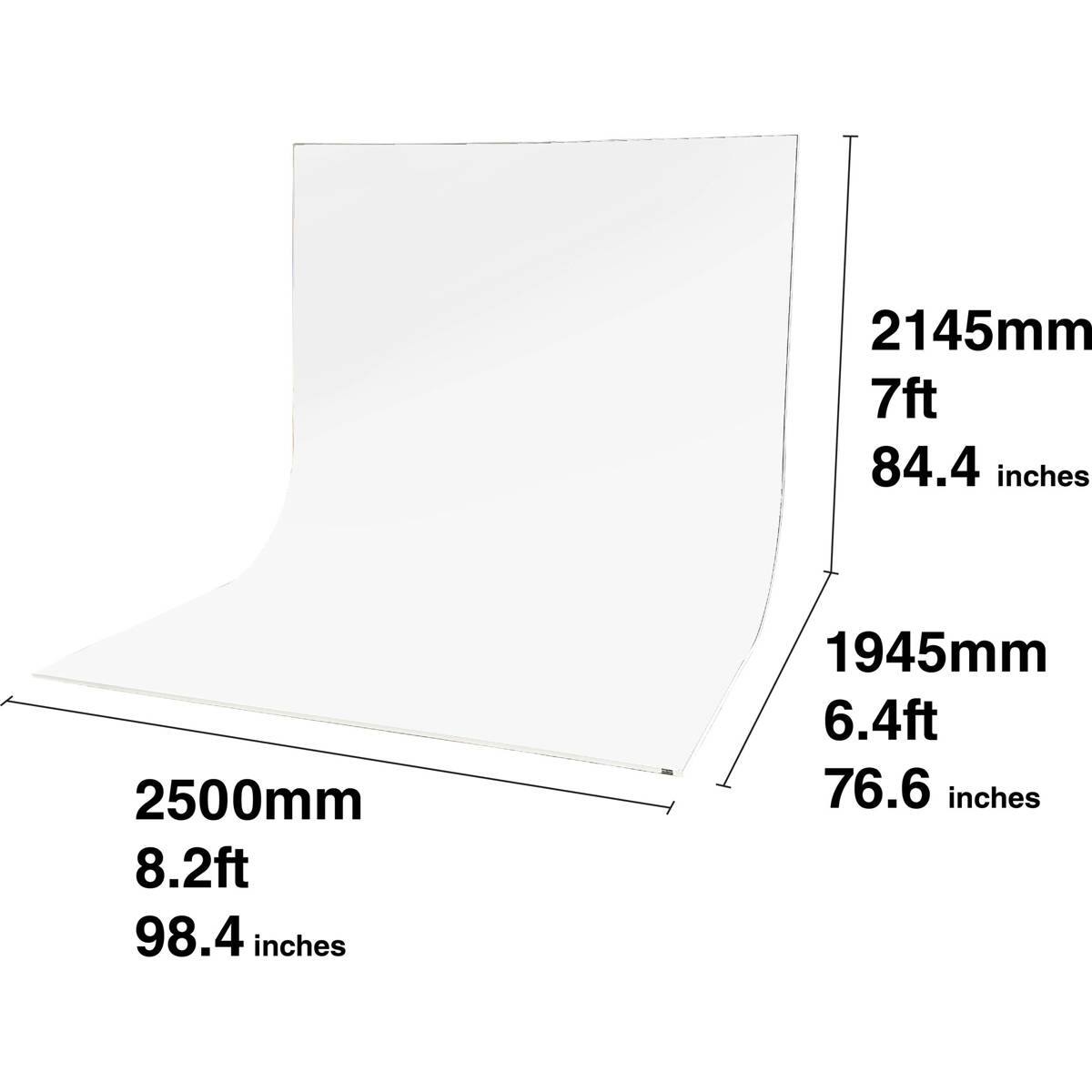2145mm  
7ft  
84.4 inches  

2500mm  
8.2ft  
98.4 inches  

1945mm  
6.4ft  
76.6 inches