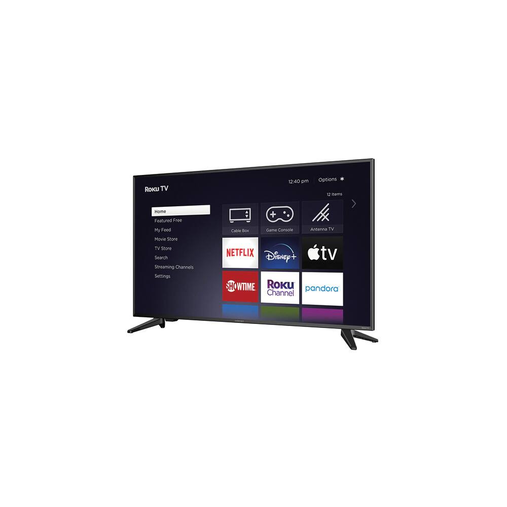 Roku TV  
12:40 pm  
Options  

Home  
Featured Free  
My Feed  
Movie Store  
TV Store  
Search  
Streaming Channels  
Settings  

Cable Box  
Game Console  
Antenna TV  

NETFLIX  
Disney+  
Apple TV  
SHOWTIME  
Roku Channel  
Pandora