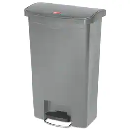 RubberMaid - Slim Jim Streamline Resin Step-On Container, Front Step Style, 13 gal, Polyethylene, Gray
