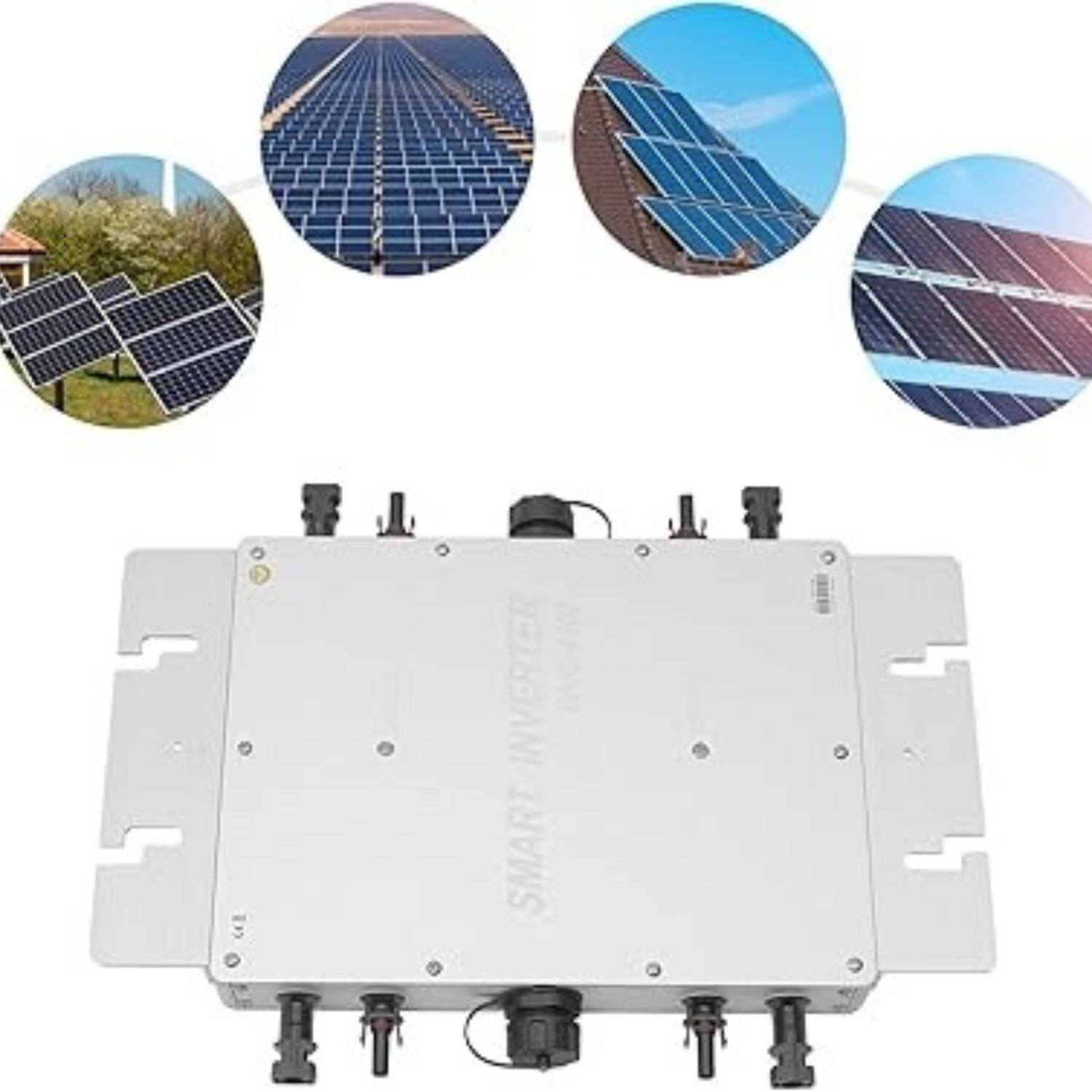 Left. Stock Preferred - 1400W Solar Micro Inverter Grid Tie MPPT Pure Sine Wave - Silver.