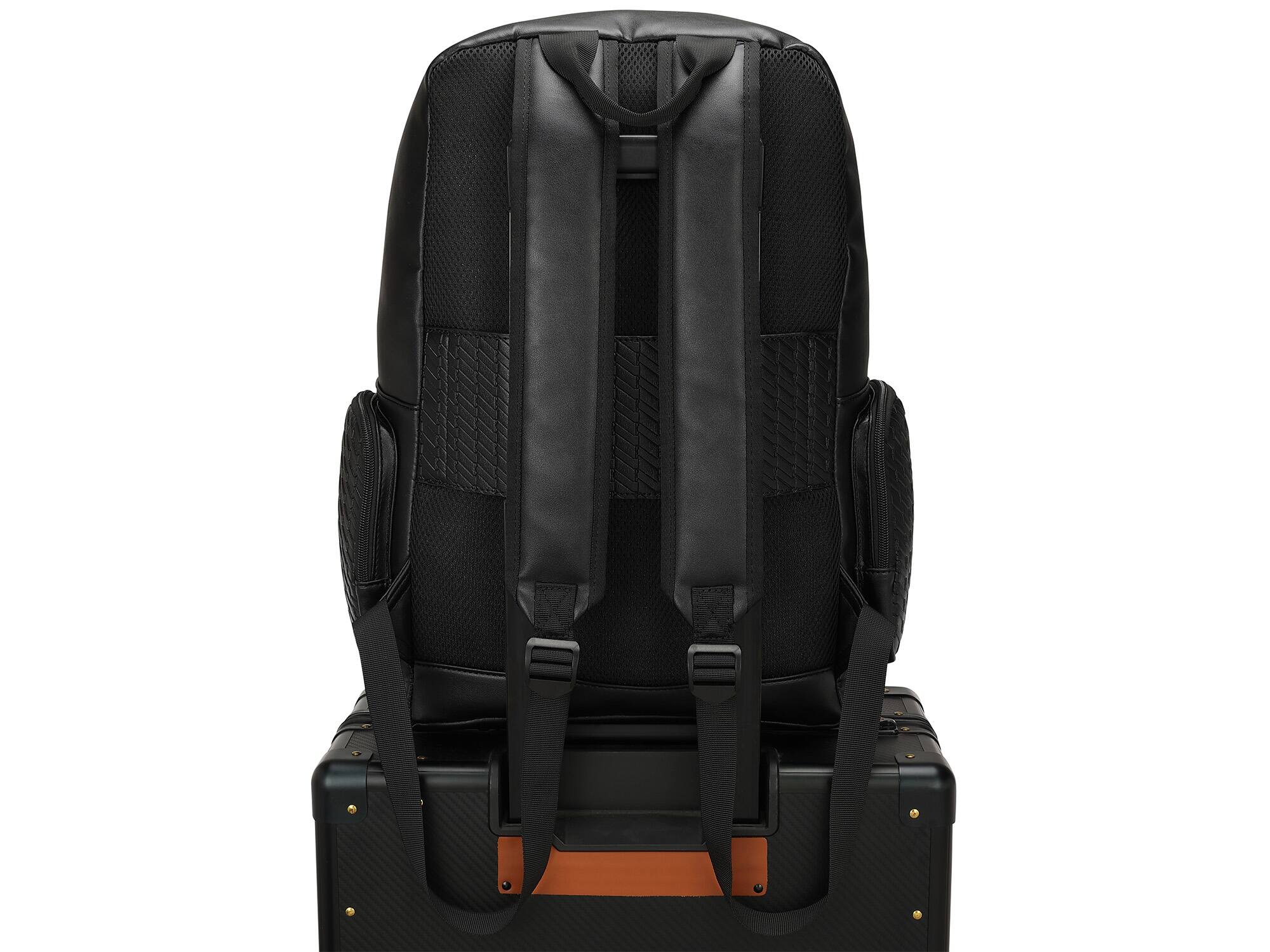 Left. Elle - ELLE Leisure Luxe 27L Vegan Leather Backpack - Black - Black.