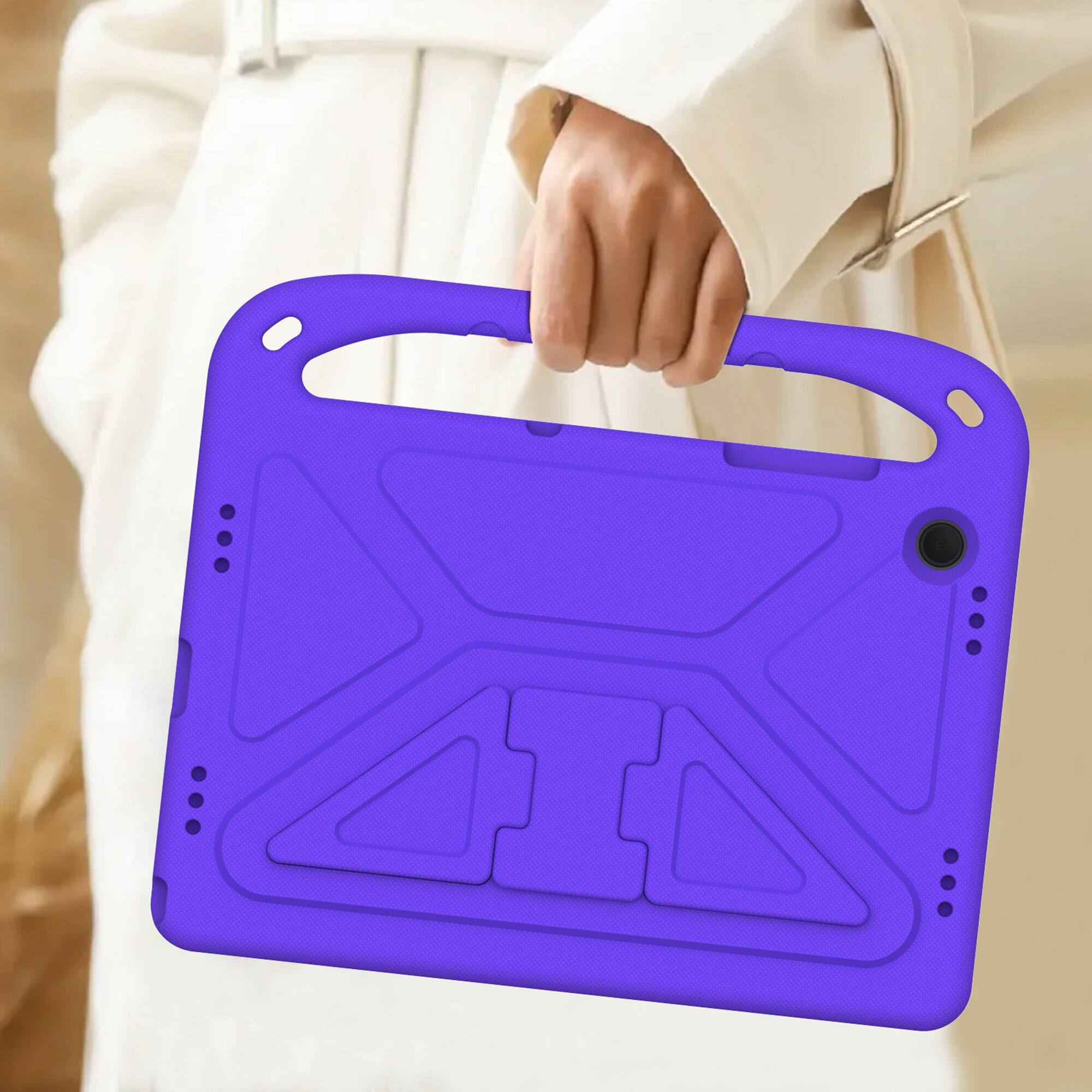 Left. Dteck - For Samsung Galaxy Tab A11+ 2025/A9+ 2023 11-inch Rugged Case Kids Friendly EVA Handle Grip Kickstand Shockproof Cover - Purple.