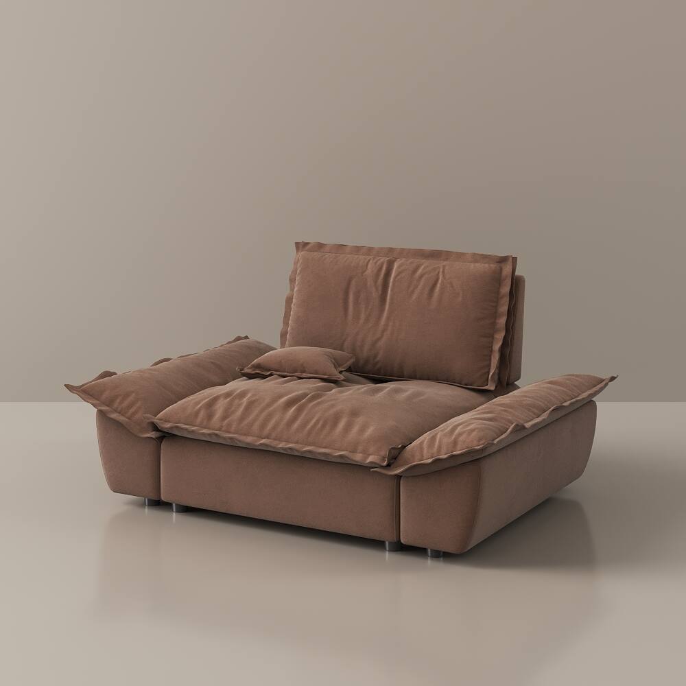 Alt View 10. POVISON - 63.39" Modern Brown Pet-Friendly Single Sofa Chair with Adjustable Backrest - Brown Suede Fabric.