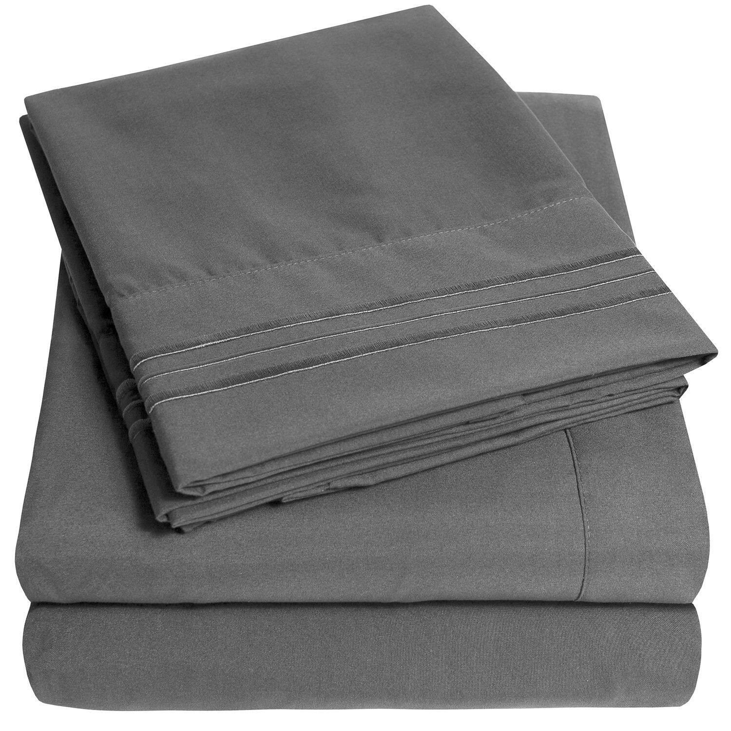 Angle. Sweet Home Collection - 18"-24" Extra Deep Pocket, 4-Piece Bed Sheets Set, Queen - Gray.