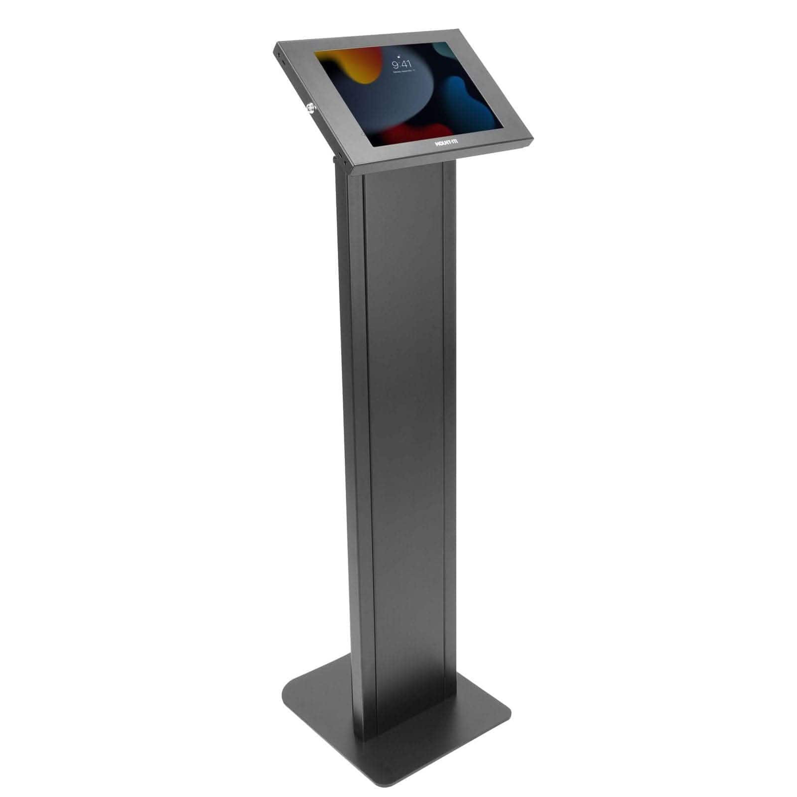 Mount-It! - Anti‑Theft Floor Standing Tablet Kiosk with Adjustable Viewing & Locking Enclosure Tablets - Black