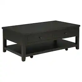 Manhattan Lane - Besy Coffee Table, 36 Inch Faux Marble, Ring Base - Distressed Java Black