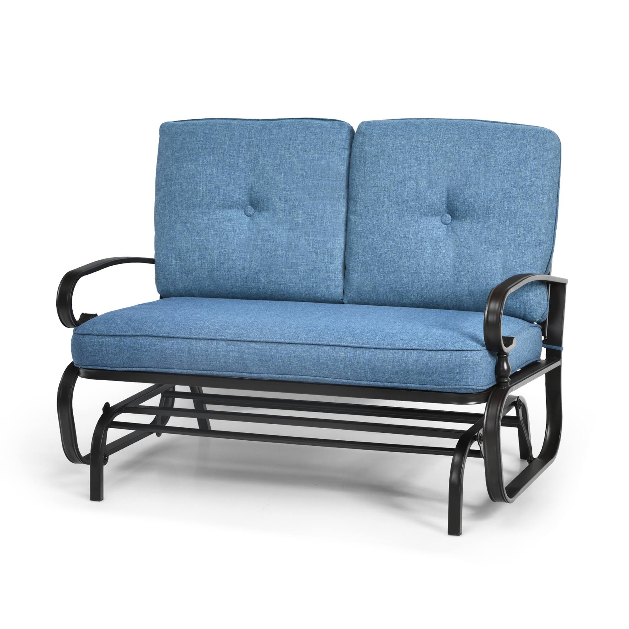Alt View 8. Gymax - Gymax Patio Swing Glider Chair Rocking Loveseat Bench for 2 Persons w/ Blue Cushions - Blue.