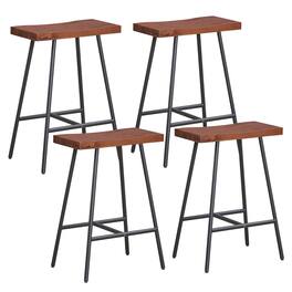 Gymax - Saddle-Seat Bar Stool 4 Set Counter Height Bar Stools w/ Curved Seat Surface - Walnut, Black