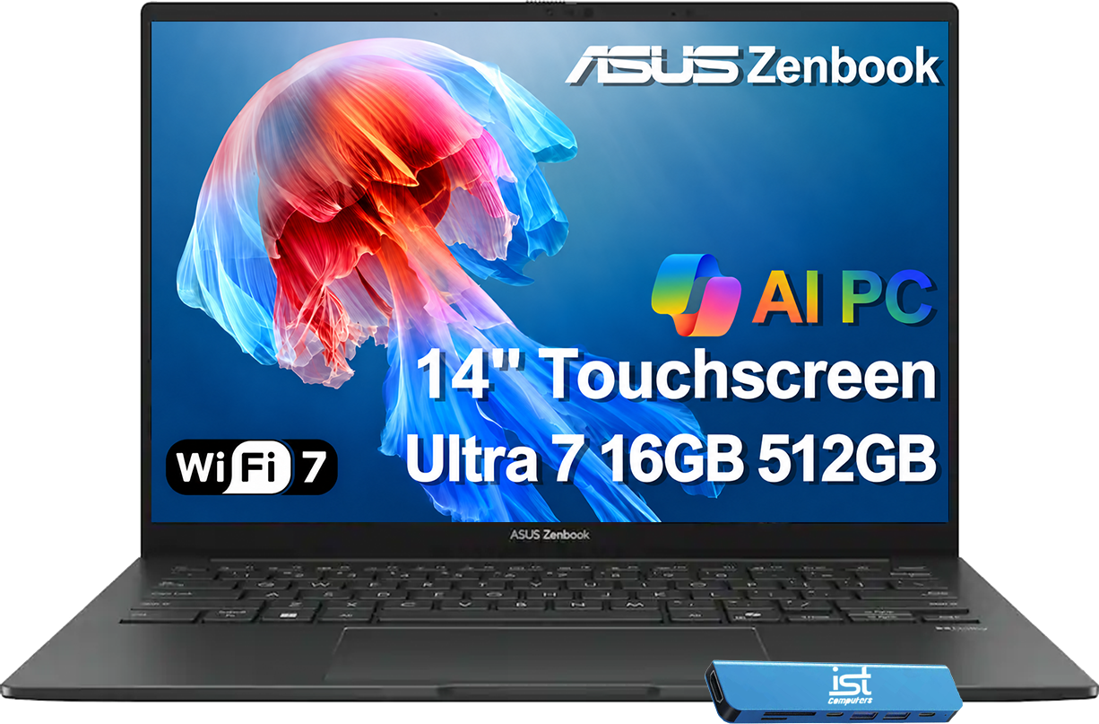 ASUS Zenbook  
Wi-Fi 7  
14" Touchscreen Ultra 7 16GB 512GB  
ASUS Zenbook  
ist computers