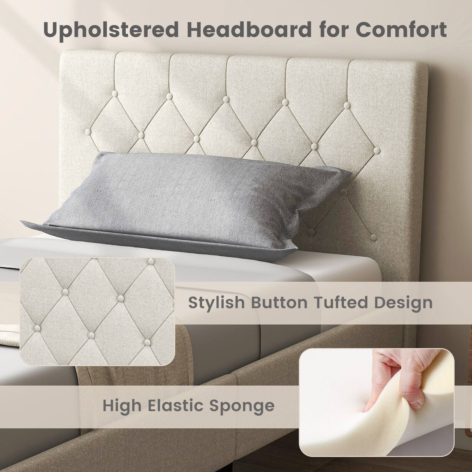 Upholstered Headboard for Comfort, Stylish Button Tufted Design, High Elastic Sponge