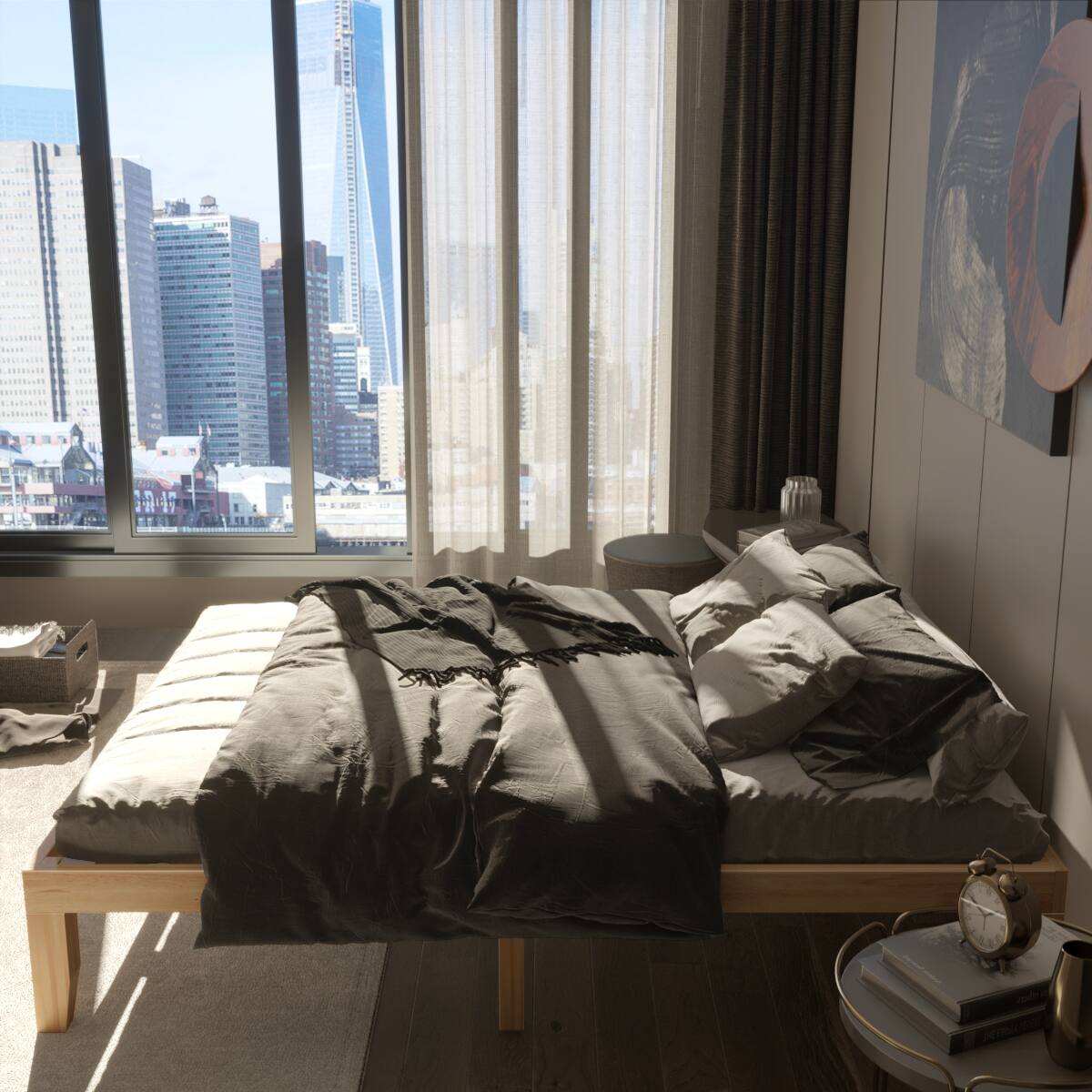 Alt View 3. Costway - Costway Queen Size 14" Wooden Bed Frame Mattress Platform Wood Slats Support - Natural.