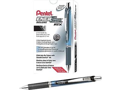 Pentel - EnerGel Deluxe RTX Retractable Gel Pens, Medium Point, 0.7mm, Black Ink, Dozen (BLN77-A)