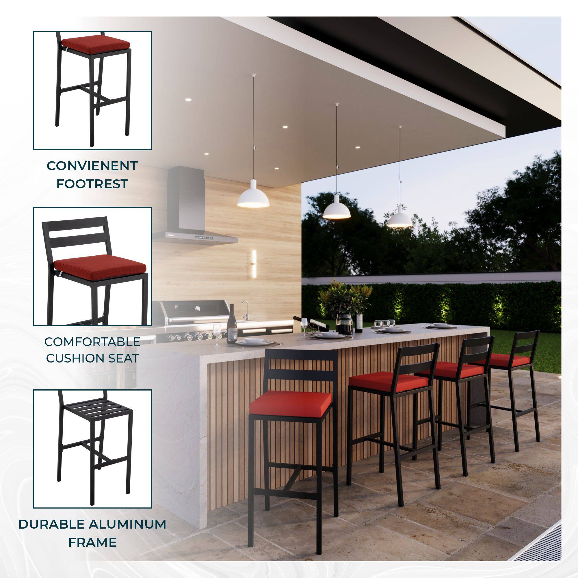 CONVENIENT FOOTREST  
COMFORTABLE CUSHION SEAT  
DURABLE ALUMINUM FRAME