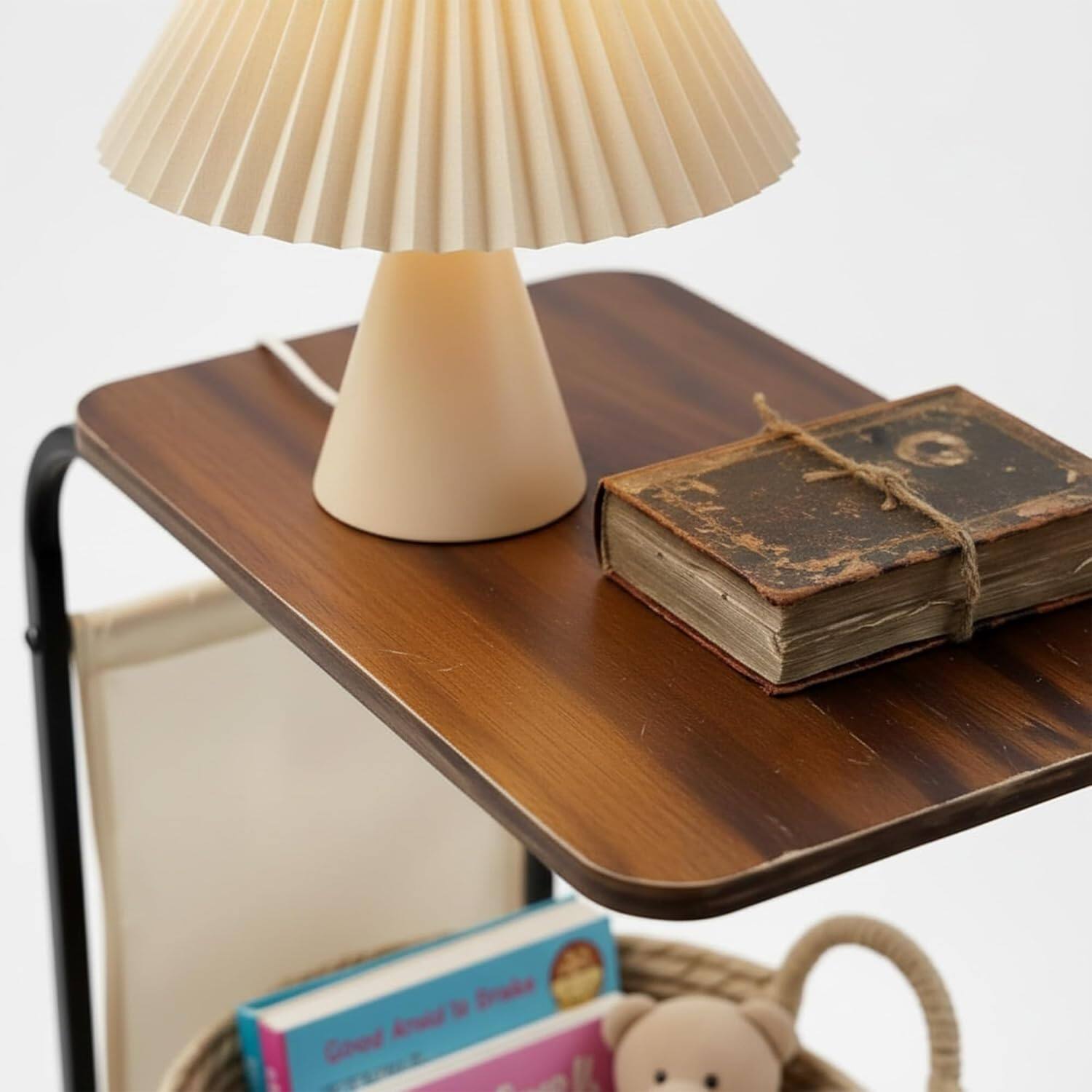 Alt View 1. Tiramisubest - Coffee Table with Wheels,Side Tables,Living Room Narrow End Table,Minimalist Bedside Tables - Walnut Color.