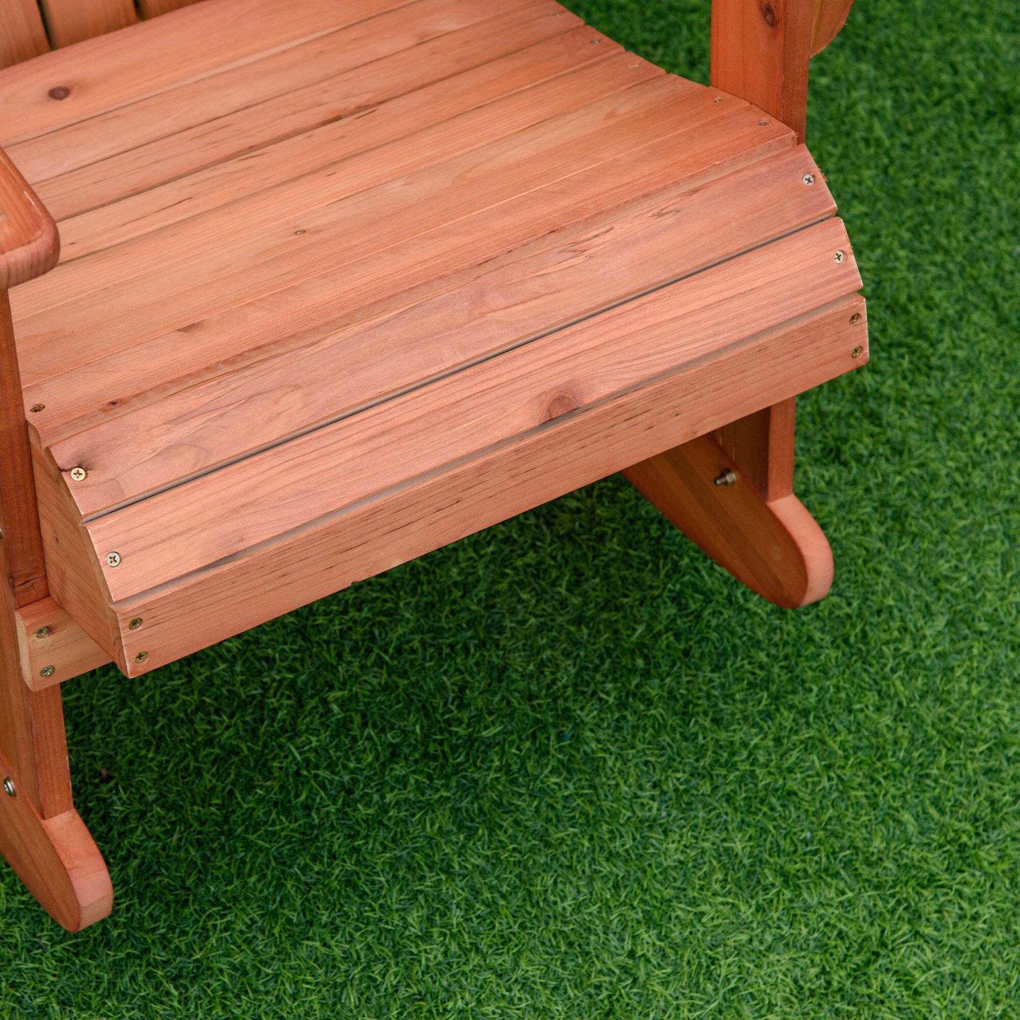 Alt View 8. Outsunny - Adirondack Rocking Chair Outdoor Lounge Chair Fire Pit Seating with Slatted Wooden Design - Teak.