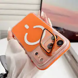 Dteck - Magnetic Rugged Case for Apple iPhone 17 Pro Max,Slim Hard Shell Cover with Glass Lens Cover Kickstand - Orange