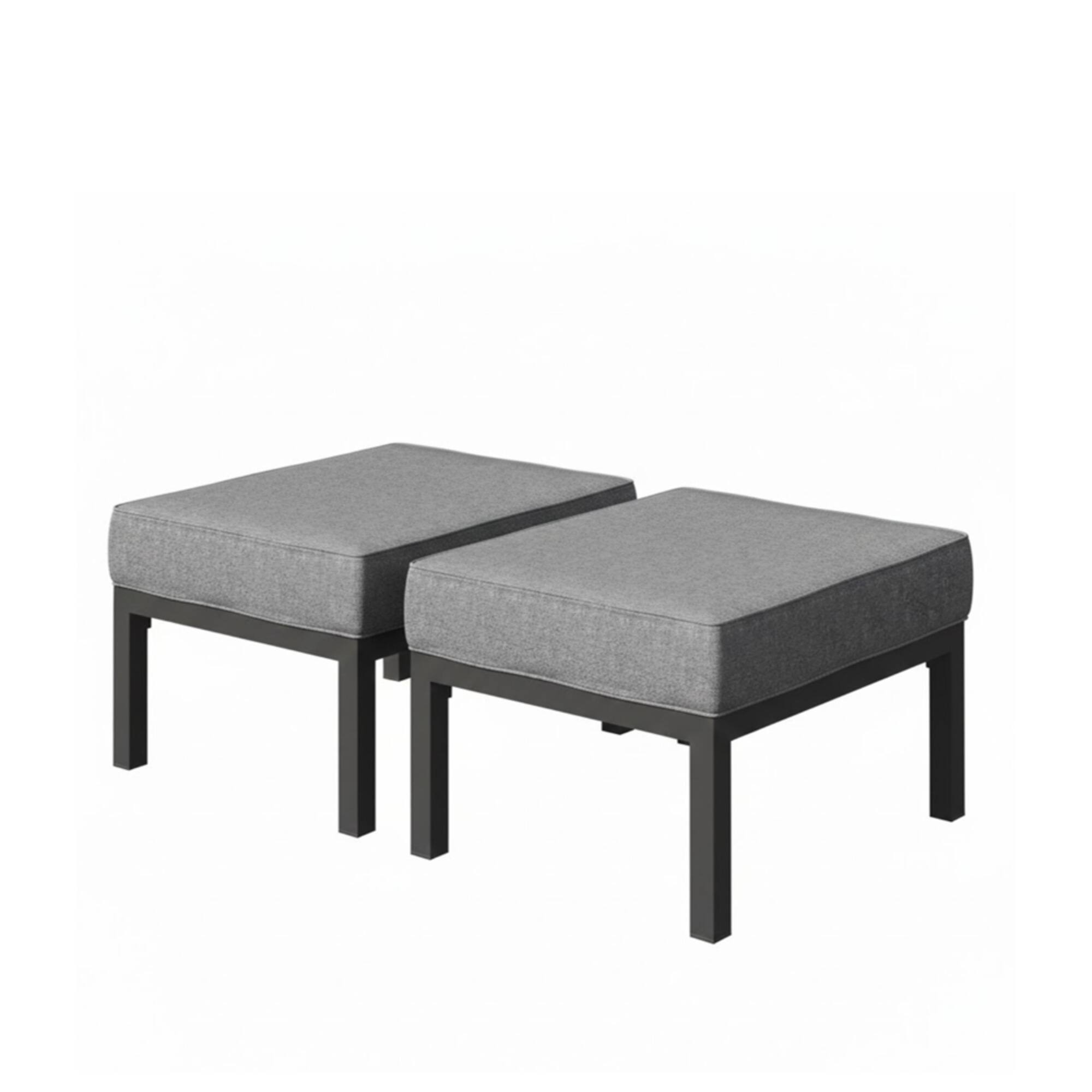 Alt View 1. Mondawe - Set of 2 24" Aluminum Patio Ottomans with Cushions - Dark Gray.