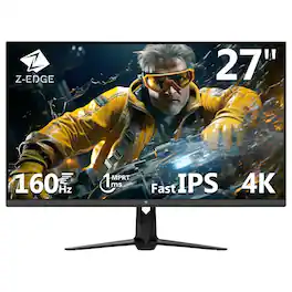 Z-Edge - G274K 27" Ultra HD 3840 x 2160 4K UHD 160Hz 1ms IPS Gaming Monitor, Flat Panel, HDMI x 2 + DP x 2 - Black