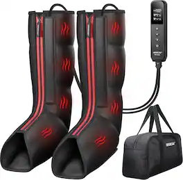 CINCOM - Leg Compression Boots Massager with Heat, Calf Knee Foot Massager for Circulation and Pain Relief - Black