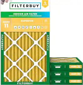 Filterbuy - 8x24x2 MERV 11 Pet & Allergy Defense, Electrostatic Pleated HVAC AC Furnace Air Filters Replacement (4-Pack) - Gold
