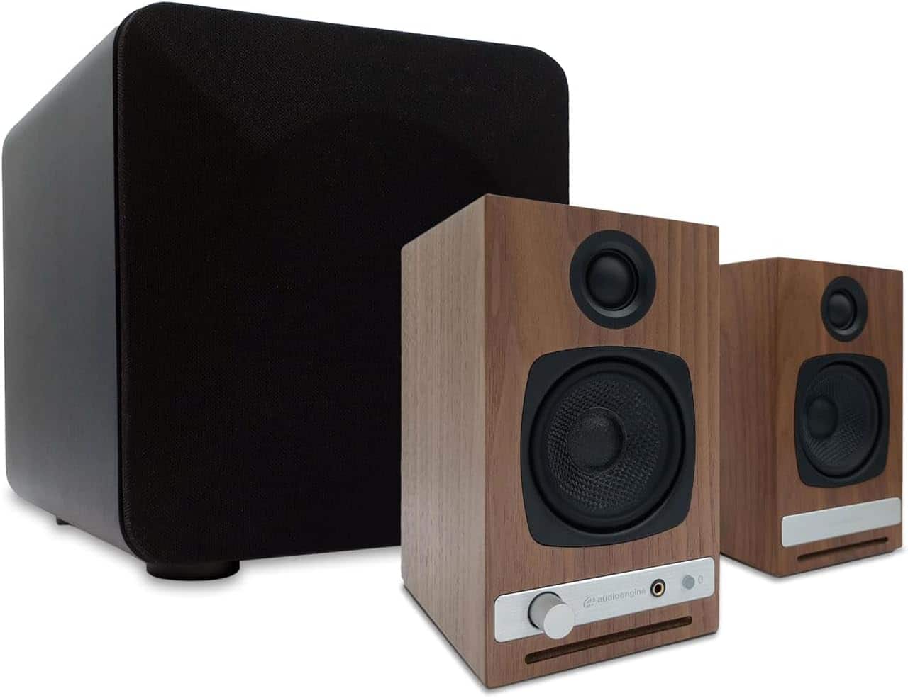 Audioengine - HD3 Next Gen Home Music System & S6 Black Powered Subwoofer - Walnut