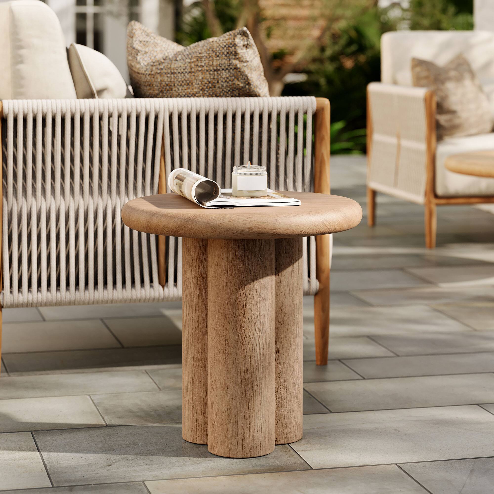 Alt View 1. Modway - Tori 20 Inch Round Indoor and Outdoor Side Table by Modway - Oak.