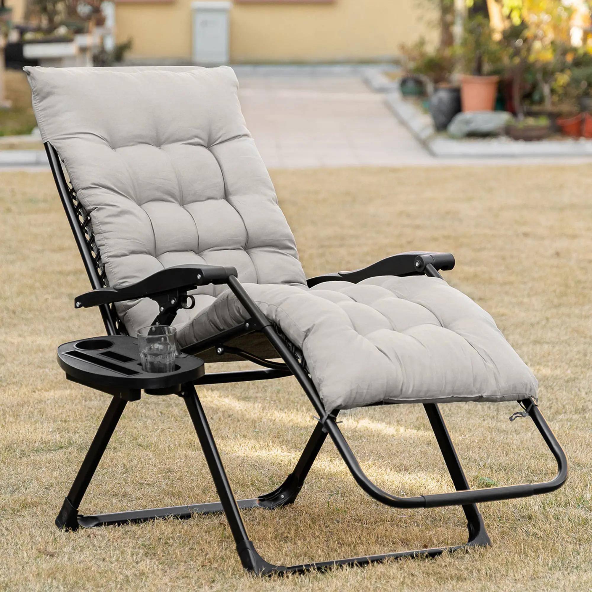 Left. Resenkos - Resenkos Padded Zero Gravity Chair, Folding Recliner Chair with Cup Holder Cushion, Gray - Gray.