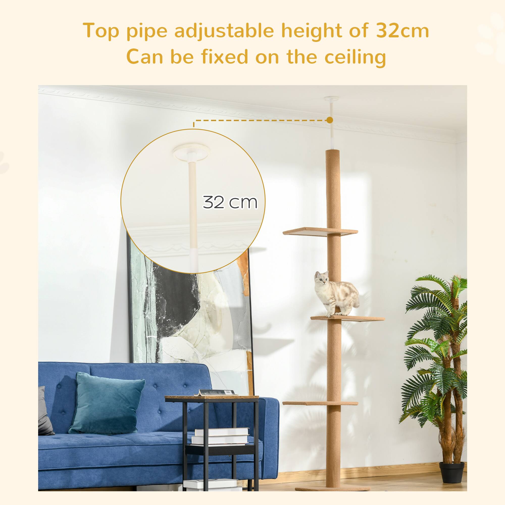 Top pipe adjustable height of 32cm  
Can be fixed on the ceiling  

32 cm