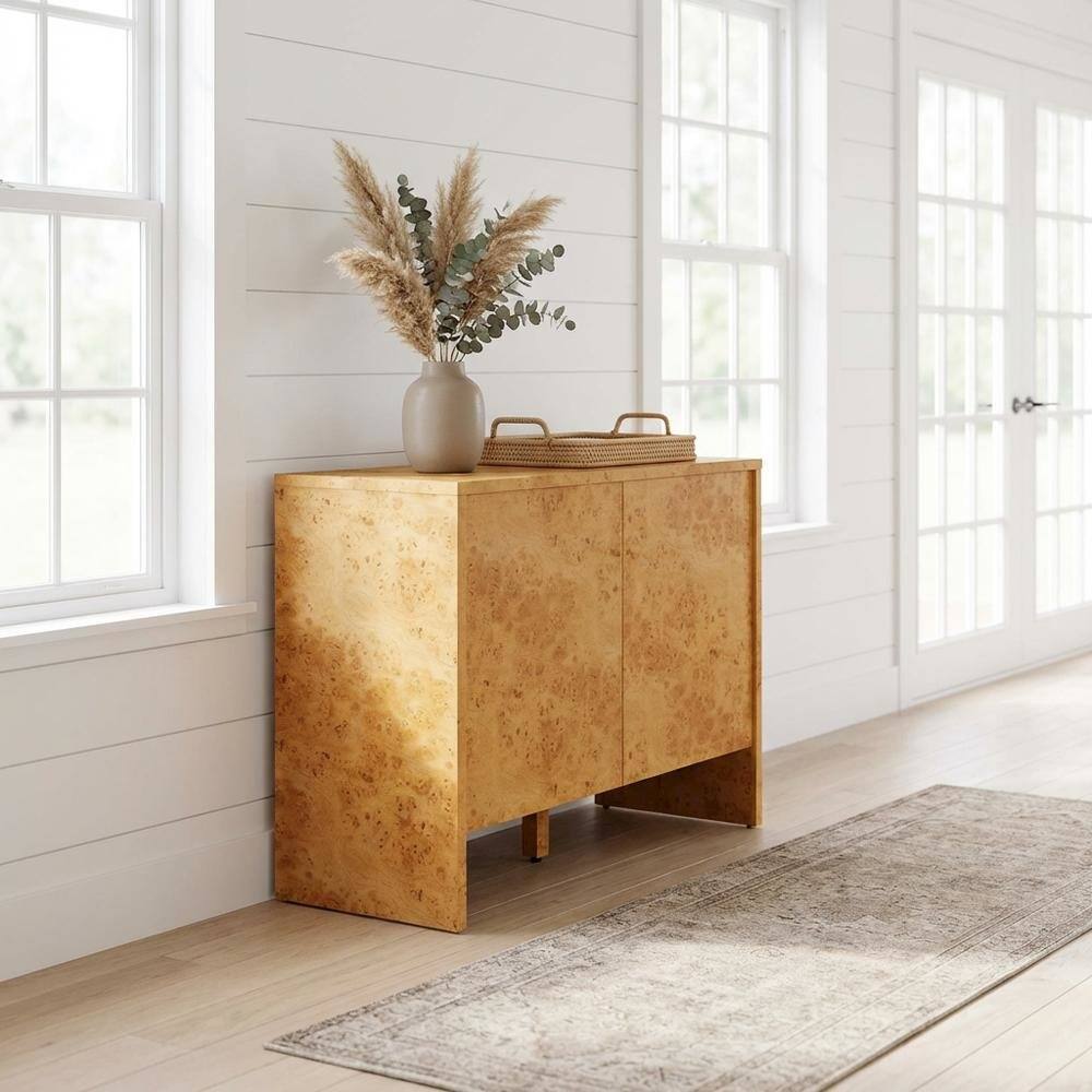 Angle. FurniFact - Wooden Brown Sideboard with Engineered Material and Sleek Design - Brown.