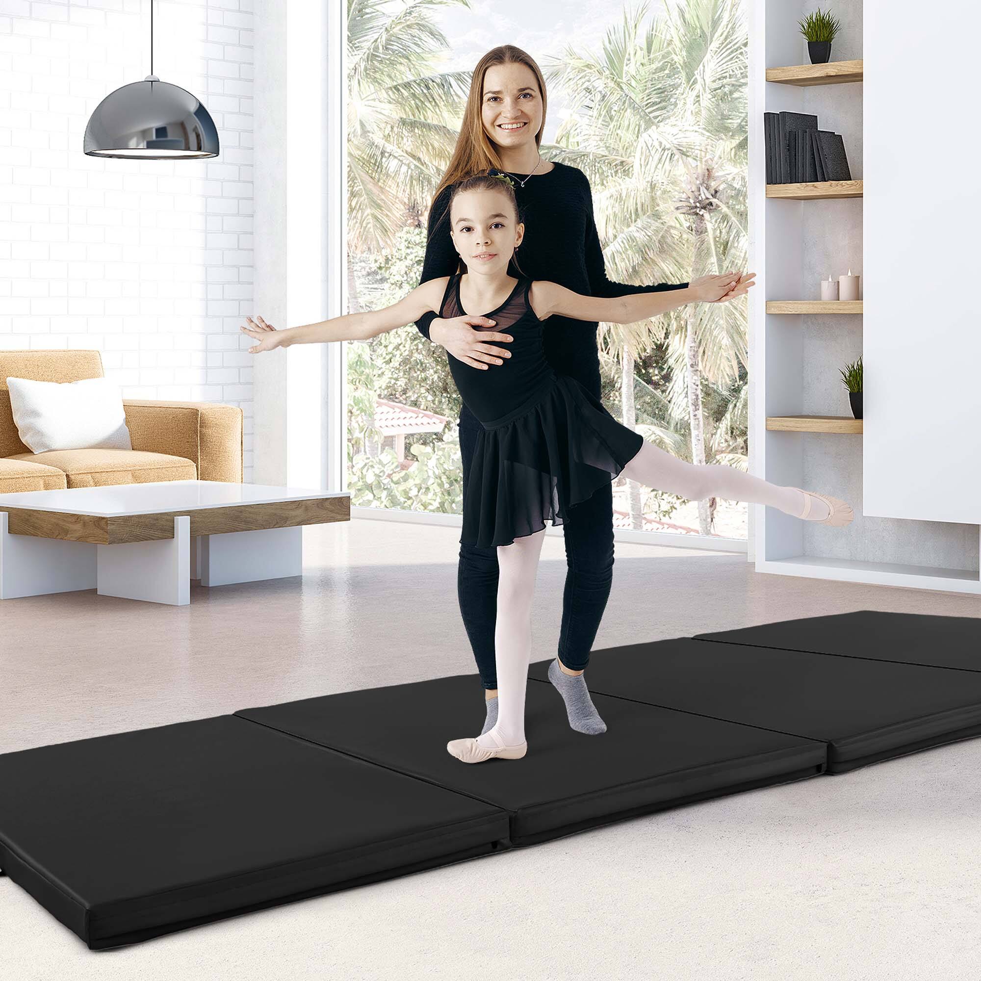 Alt View 3. Costway - Costway 10' x 4' x 2" 4-Panel Folding Exercise Mat with Carrying Handles for Gym Yoga - Black.
