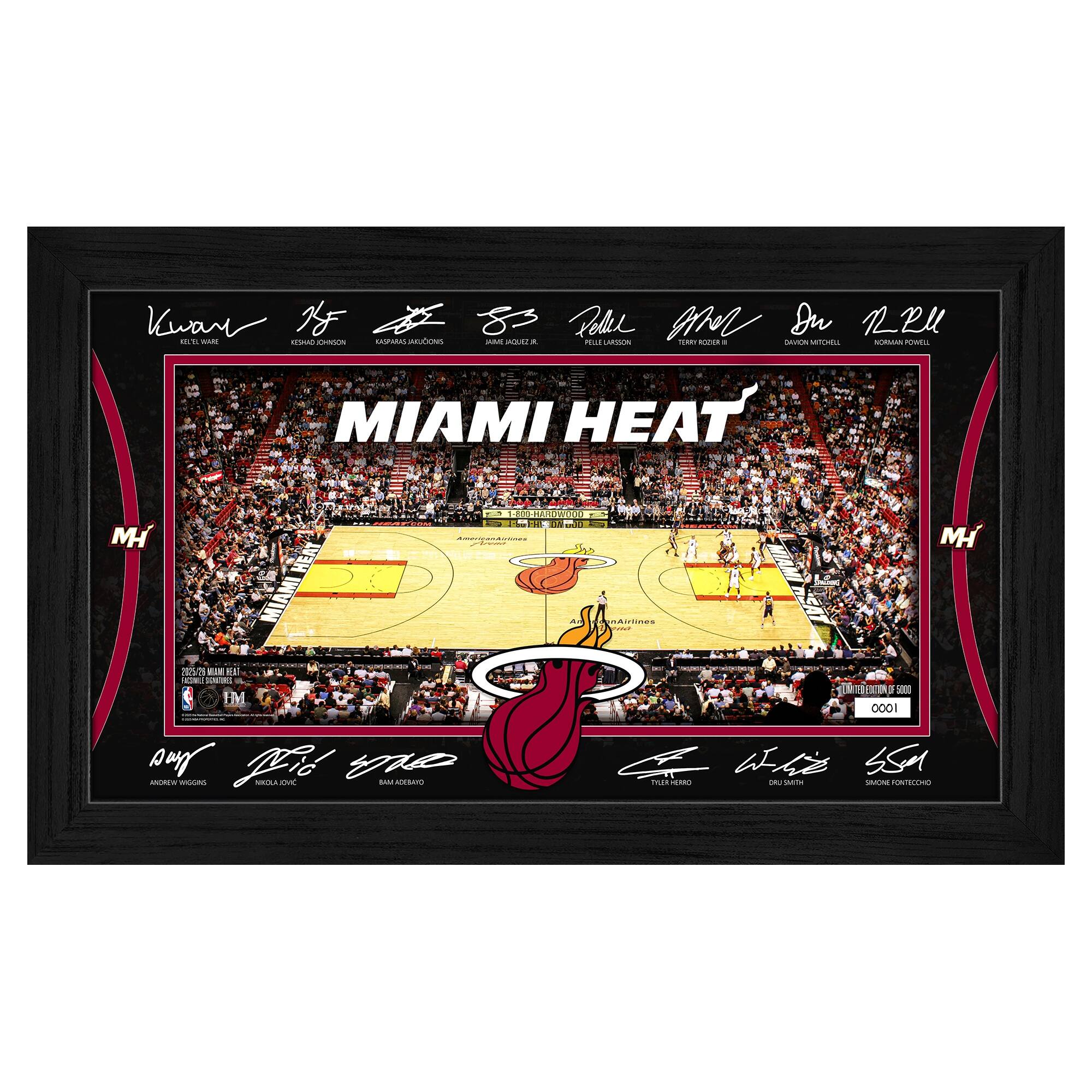 Miami Heat 2025 Facsimile Signature Court Framed Picture
