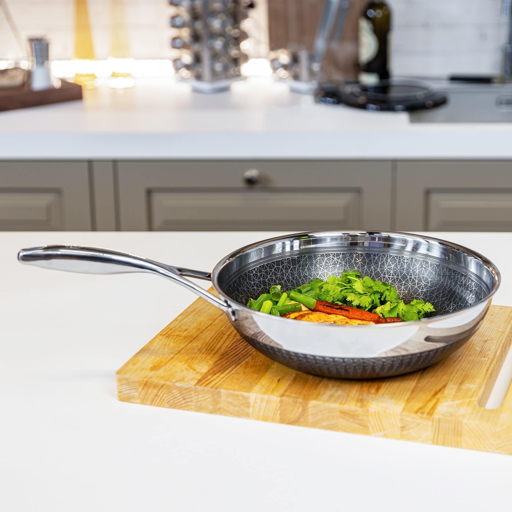 Livwell Brands DiamondClad Hybrid Nonstick Stainless Steel Wok Pan - Thumbnail 2