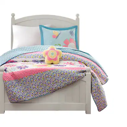 Front. Gracie Mills - Gracie Mills Alara Springtime Reversible Quilt Set with Throw Pillow - Multi.